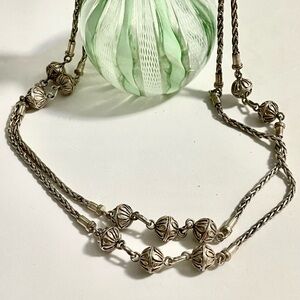 Bali Sterling Silver 40” Necklace Artisan Made Vintage One of a Kind